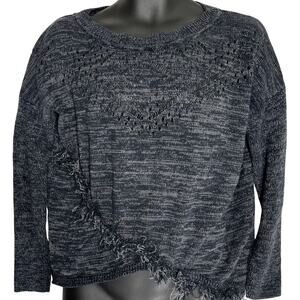 Nine West Vintage America Sweater Size L Gray Cotton Long Sleeves Scoop Neck